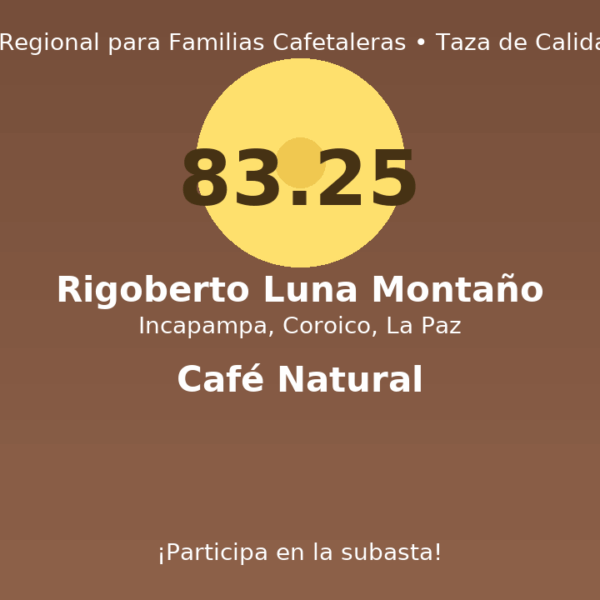 Rigoberto Luna Montaño – Incapampa, Coroico, La Paz – 83.25 pts