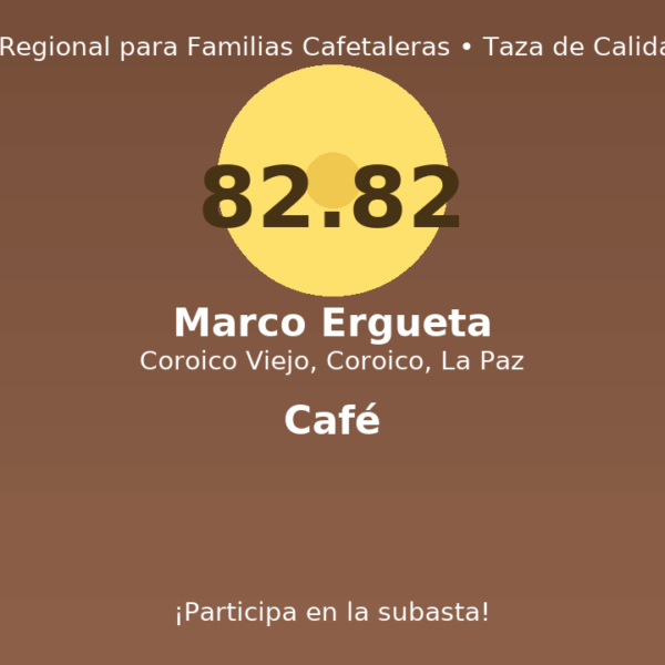 Marco Ergueta – Coroico Viejo, Coroico, La Paz – 82.82 pts – Café